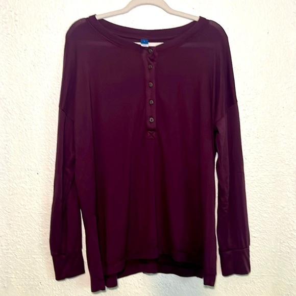 Old Navy, dark purple button top sweater size large - Picture 1 of 7